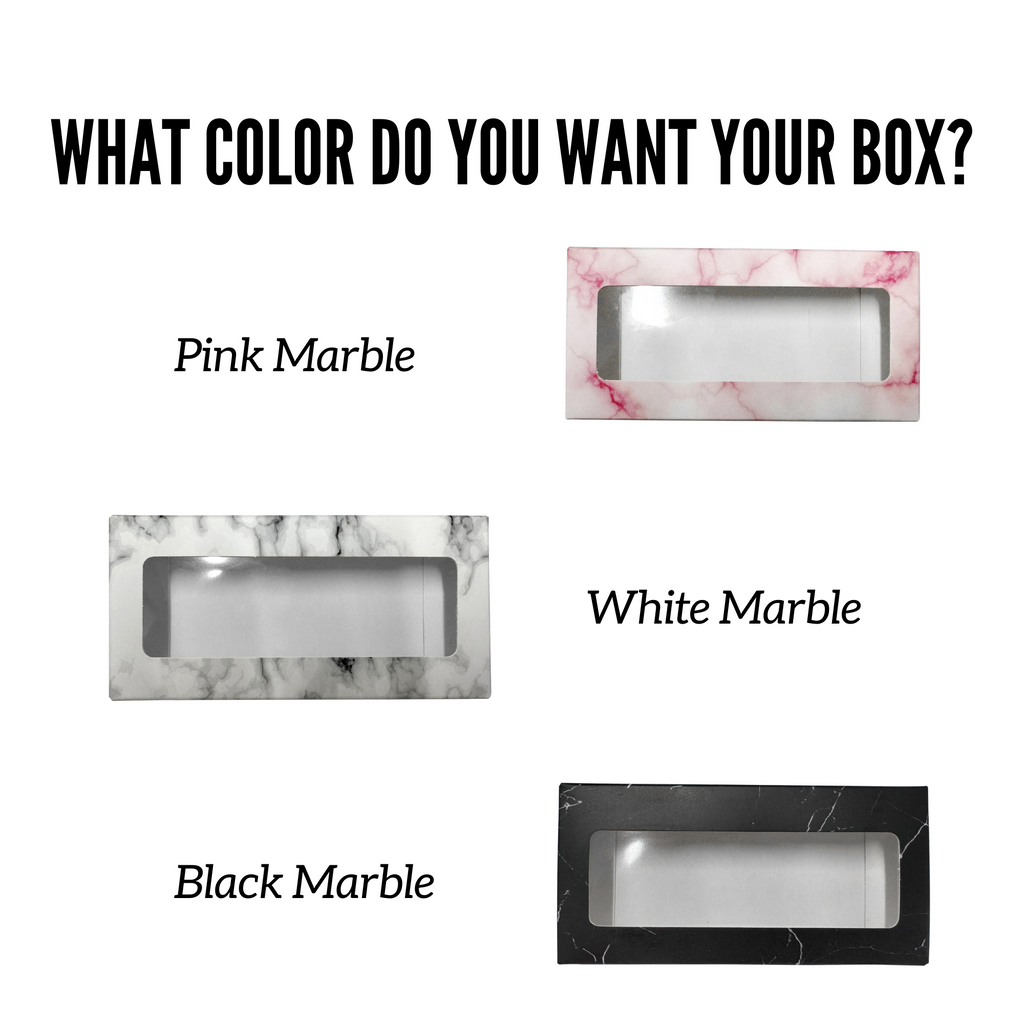 3 colors of eyelash boxes - pink marble, white marble. black marble. More colors coming soon. 