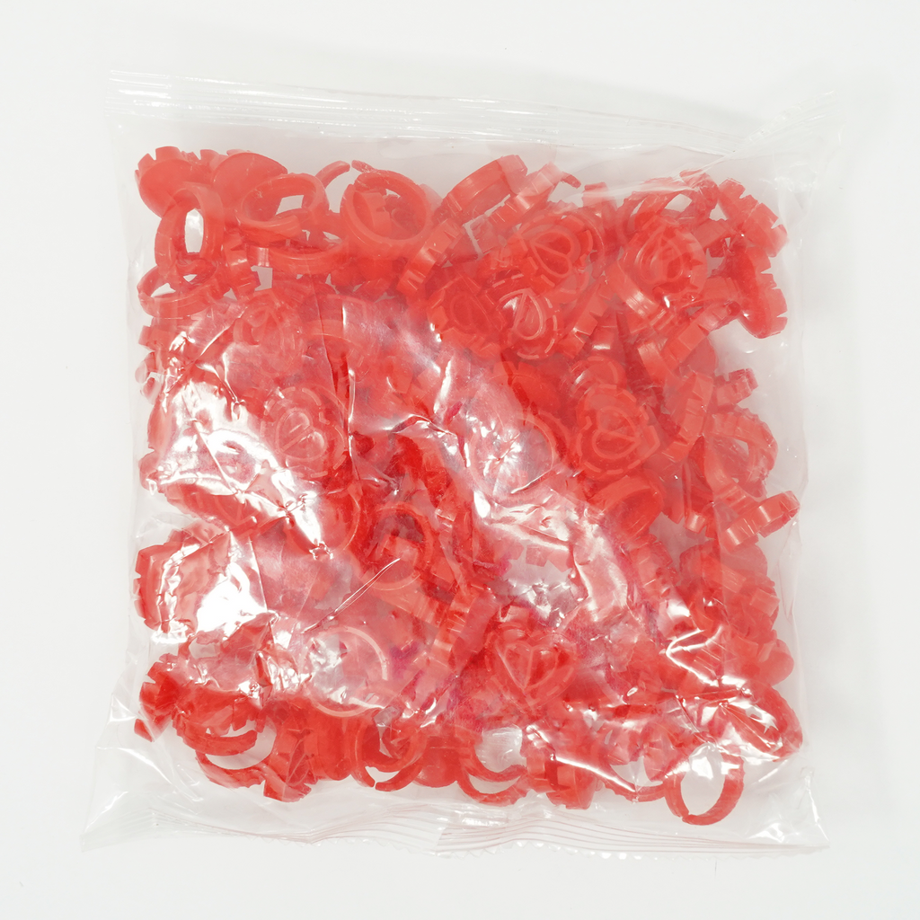 Glue rings red 100 pack makeup rings Anillos de pegamento rojo paquete de 100 anillos de maquillaje