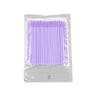 100 pack lash microfiber swabs purple Paquete de 100 hisopos de microfibra para pestañas morados.