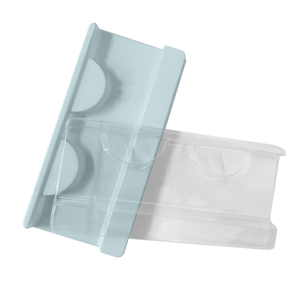 Eyelash Business Packaging Clamshell Clear Blue Pestañas Business Packaging Clamshell Azul claro